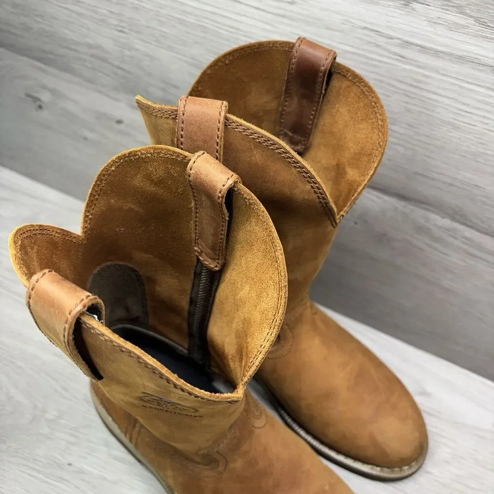 GEORGIA BOOT Wellington Western Boots Mens 7.5 D Brown Leather Farm Ranch G5814